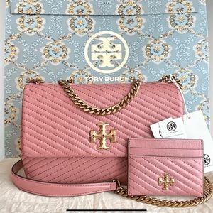 Tory Burch Kira Chevron Shoulder Bag Quilted Moto Magnolia